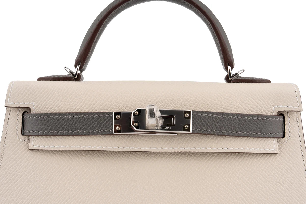 Hermès Mini Kelly HSS Epsom Craie/Gris Meyer PHW