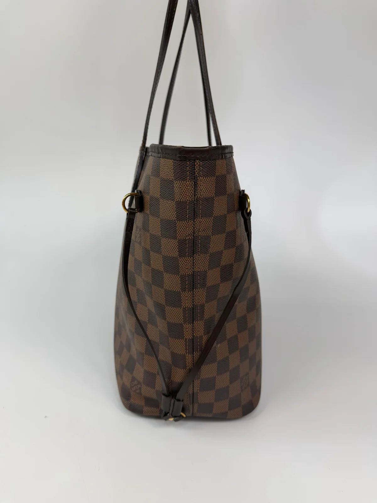 LOUIS VUITTON NEVERFULL MM IN DAMIER EBENE CANVAS GOLD HARDWARE