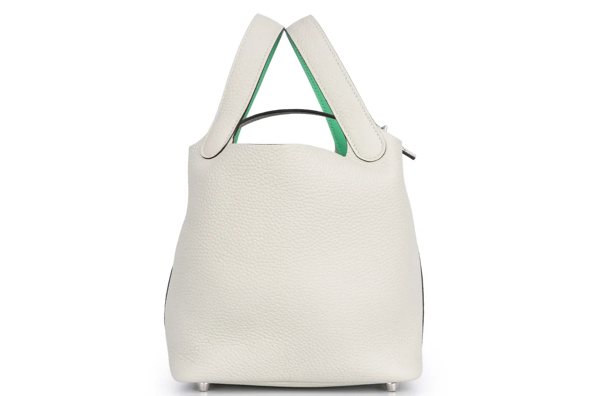 Hermès Picotin 18 Clemence Gris Neve Verso Menthe PHW