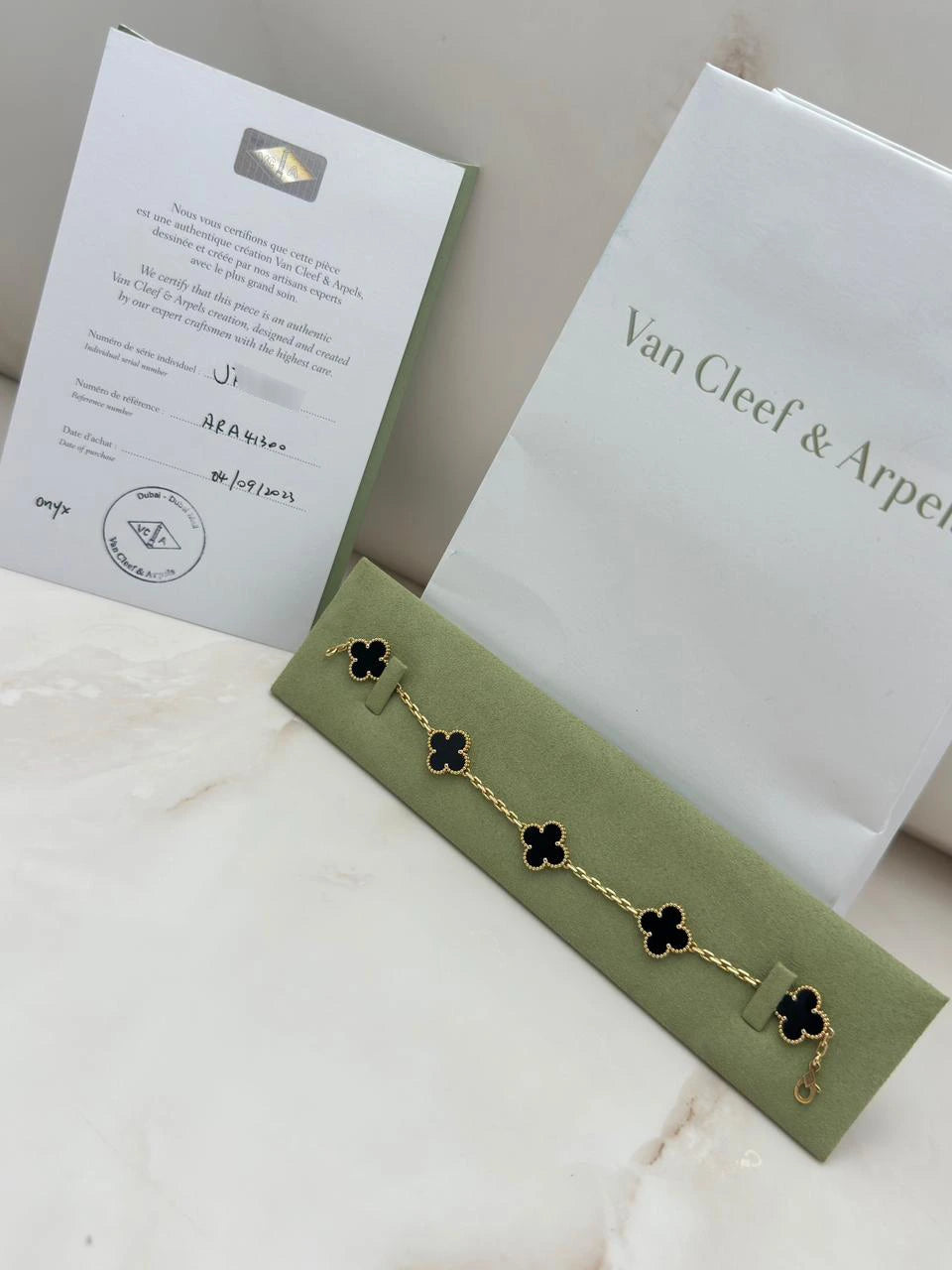 Van Cleef And Arpels Vintage Alhambra Bracelet 5 Motifs Onyx