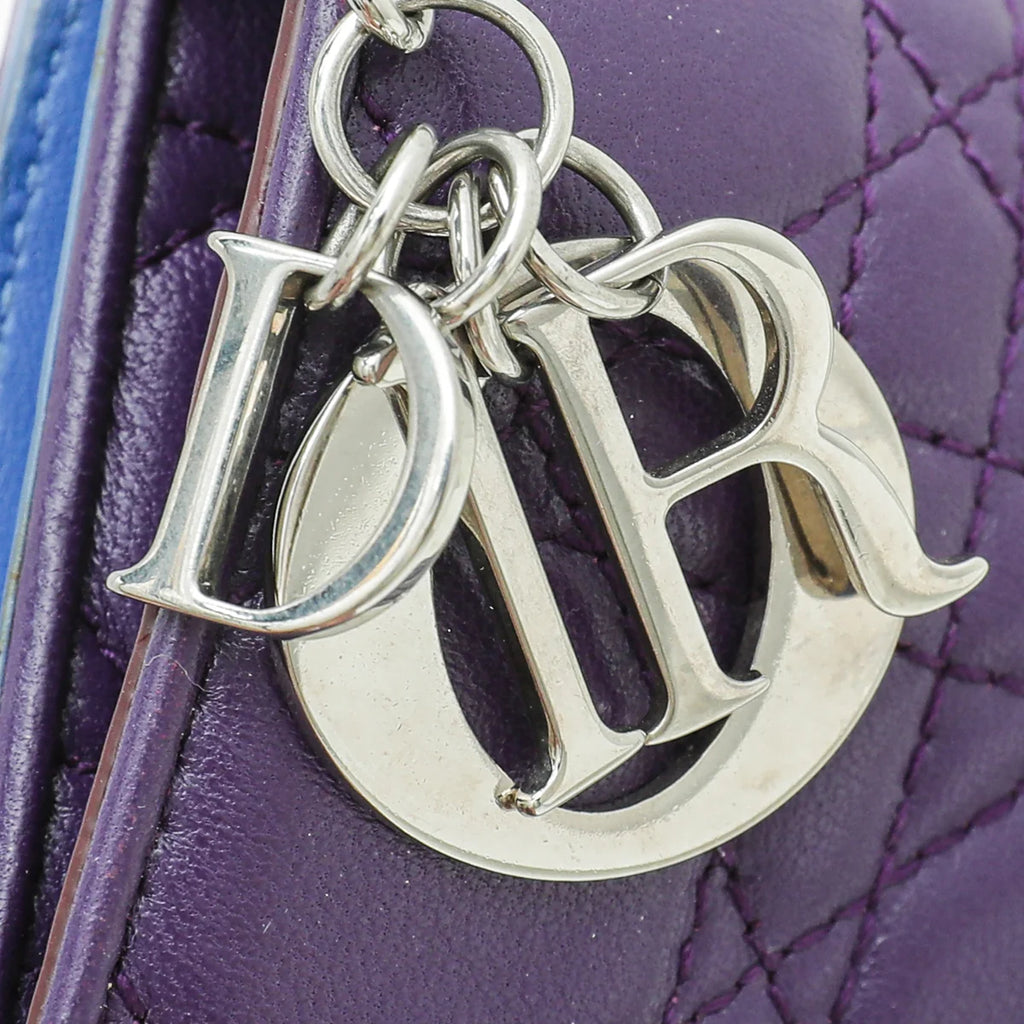 Christian Dior Tricolor Lady Dior Trifold Small Wallet