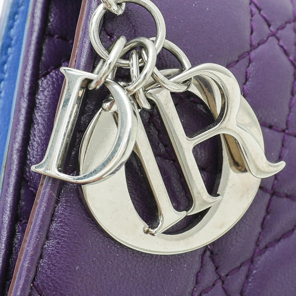 Christian Dior Tricolor Lady Dior Trifold Small Wallet
