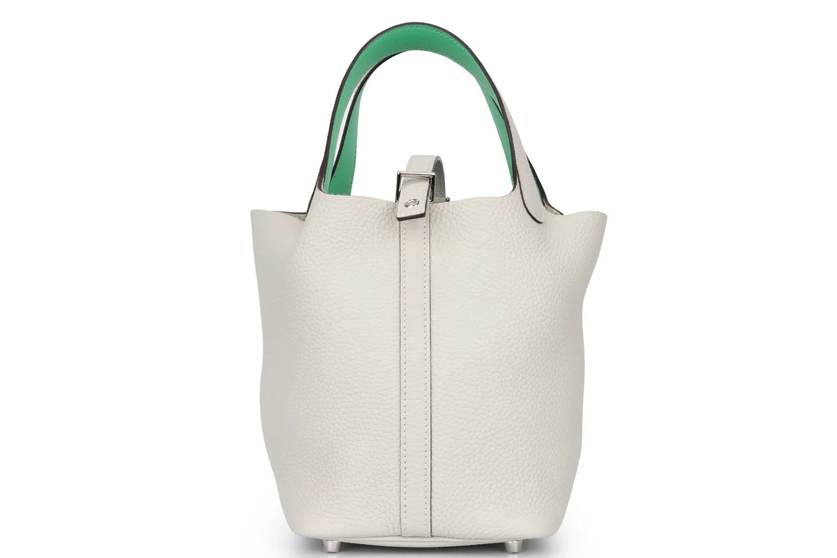 Hermès Picotin 18 Clemence Gris Neve Verso Menthe PHW