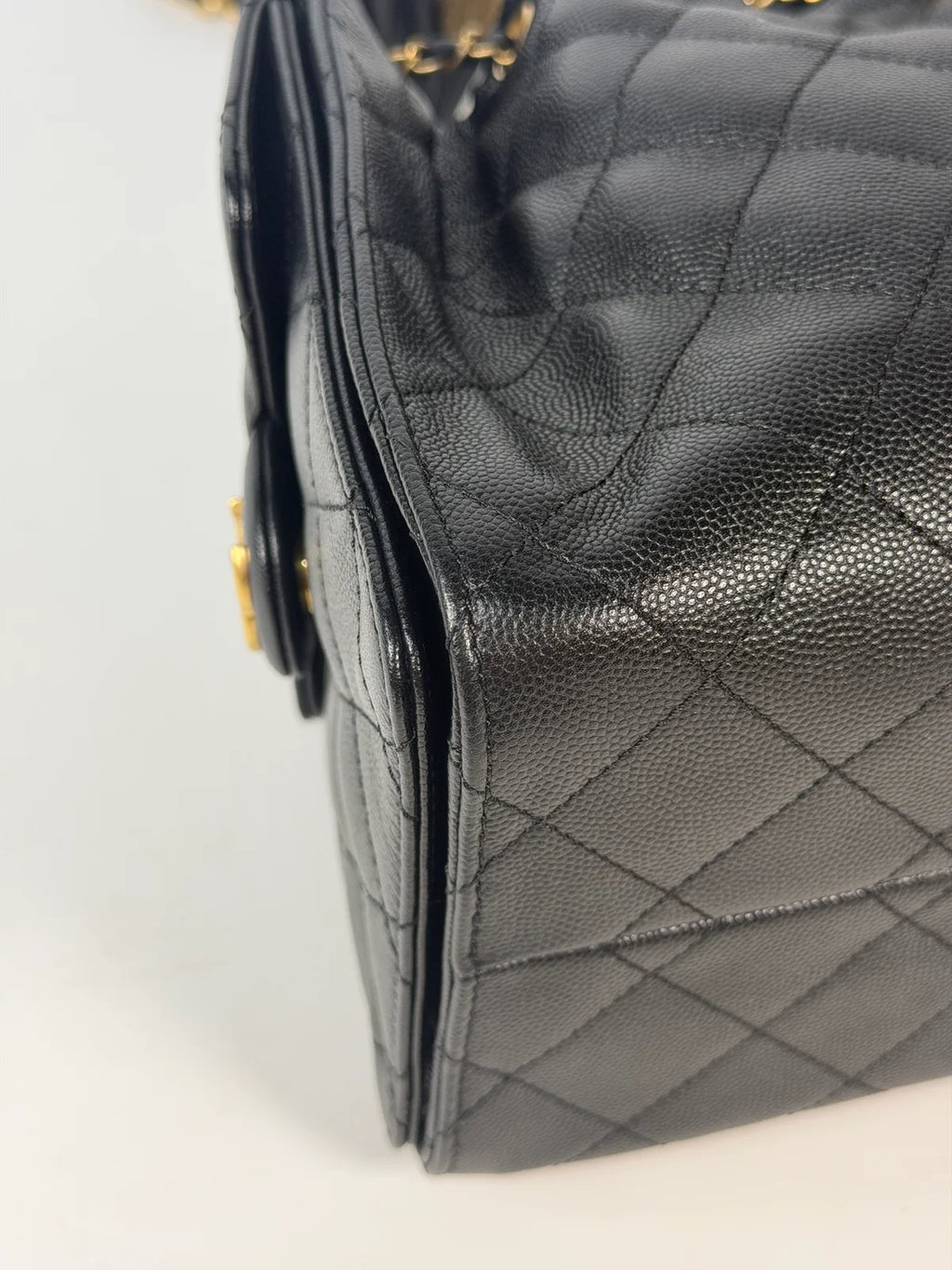 CHANEL 25 SMALL IN BLACK CAVIAR LEATHER WITH GOLD HARDWARE