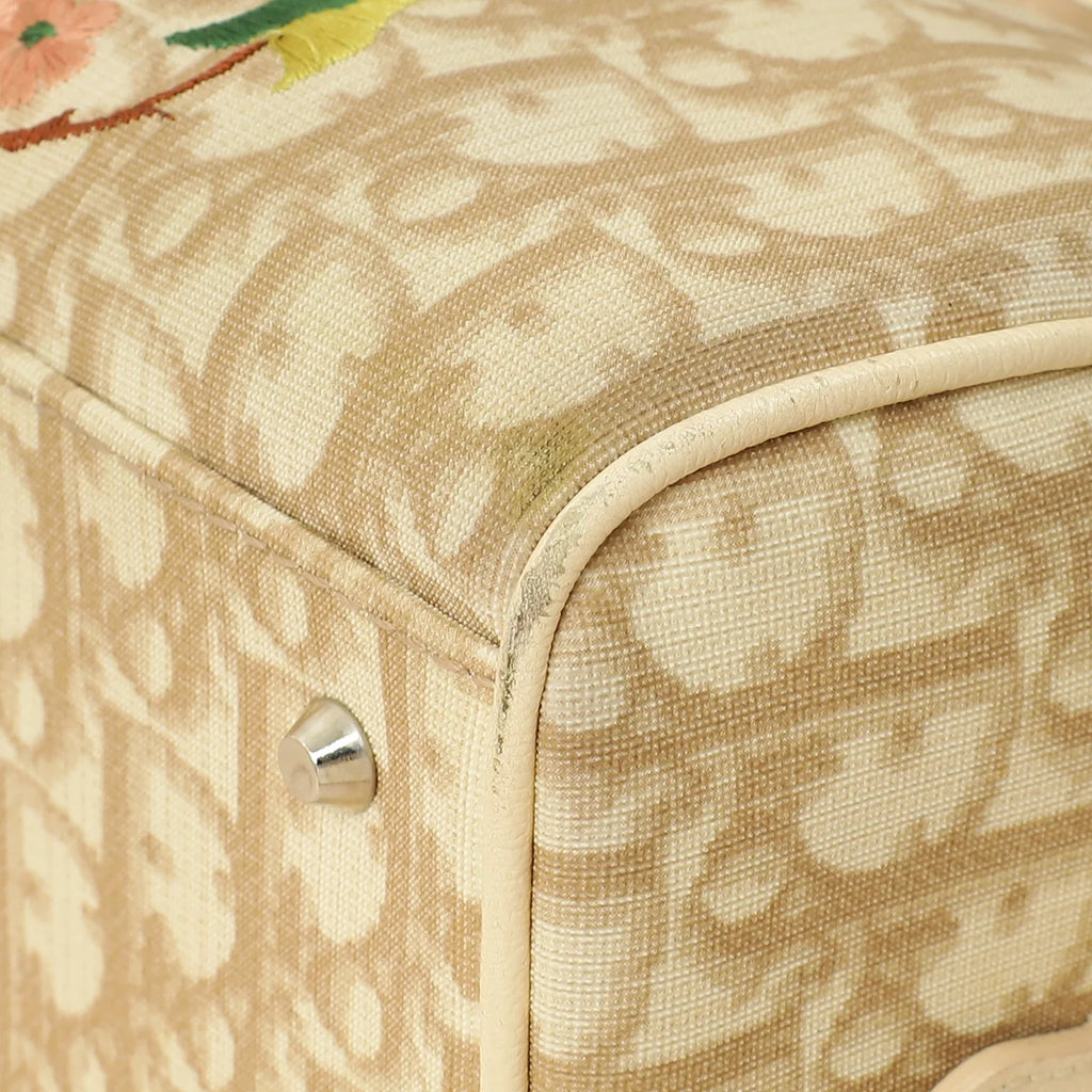 Christian Dior Beige Oblique Floral Boston Bag