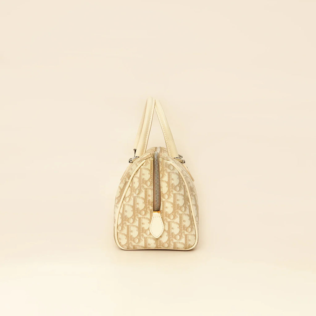 Christian Dior Beige Oblique Floral Boston Bag