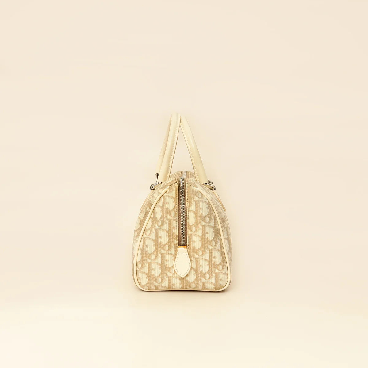 Christian Dior Beige Oblique Floral Boston Bag