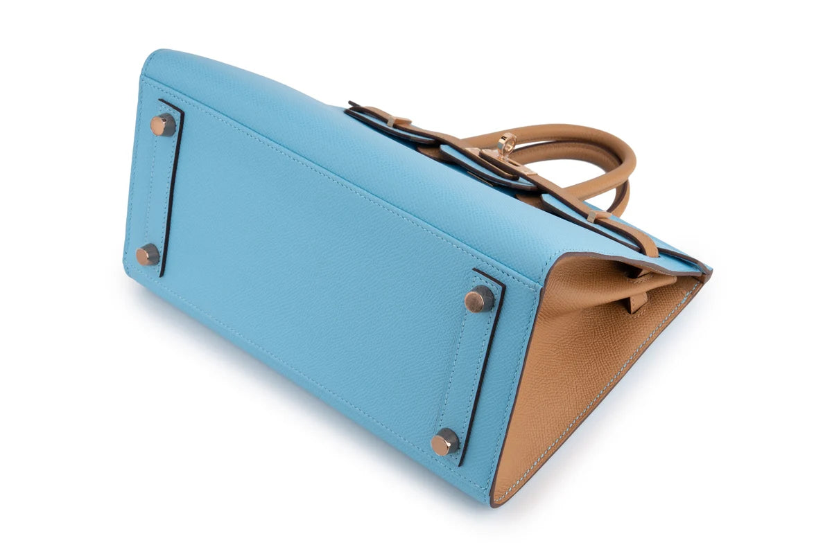 Hermès Birkin 25 HSS Sellier Epsom Bleu Celeste/Biscuit RGHW