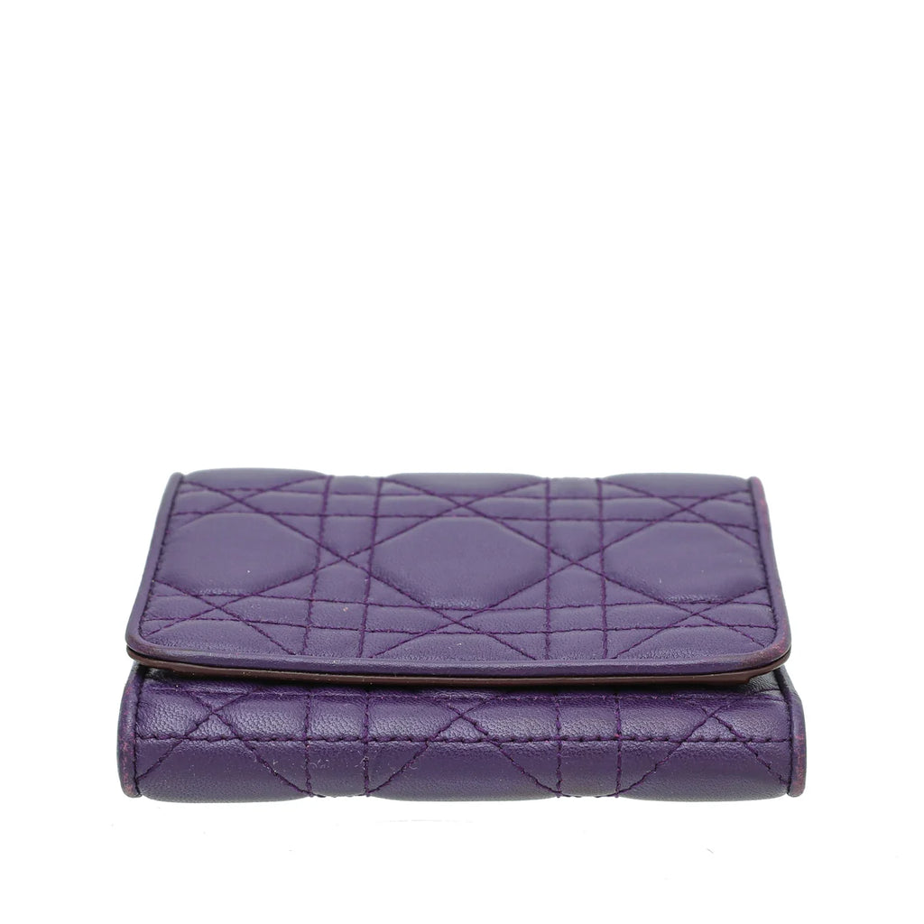 Christian Dior Tricolor Lady Dior Trifold Small Wallet
