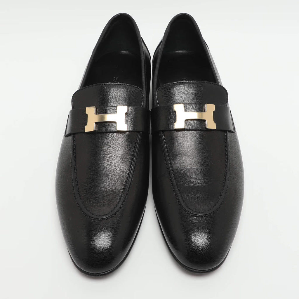 Hermes Paris Size 41 Black Leather Loafers