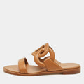 Hermes Lagune Size 39 Brown Leather Flat Slide
