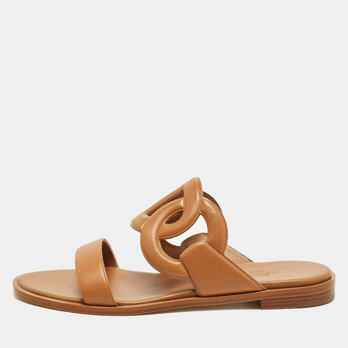 Hermes Lagune Size 39 Brown Leather Flat Slide