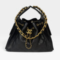 CHANEL 25 SMALL IN BLACK CAVIAR LEATHER WITH GOLD HARDWARE