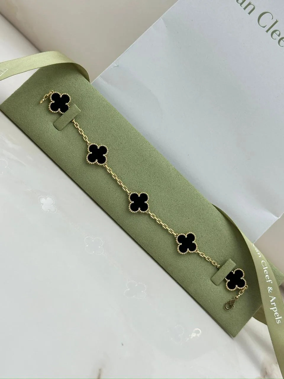 Van Cleef And Arpels Vintage Alhambra Bracelet 5 Motifs Onyx