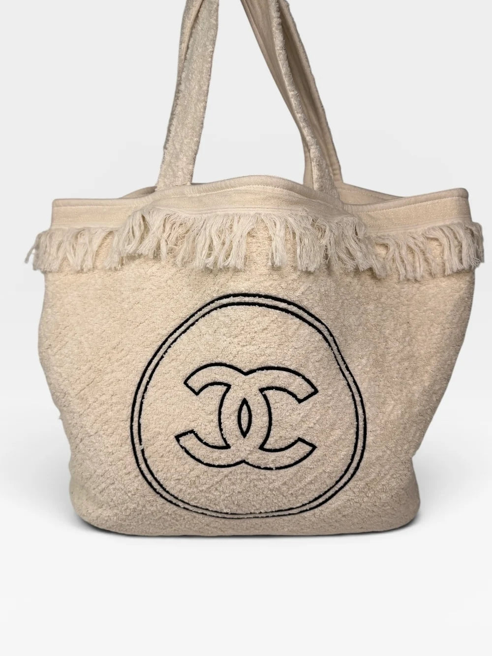 CHANEL BEACH BAG IN CREAM TOWELLING