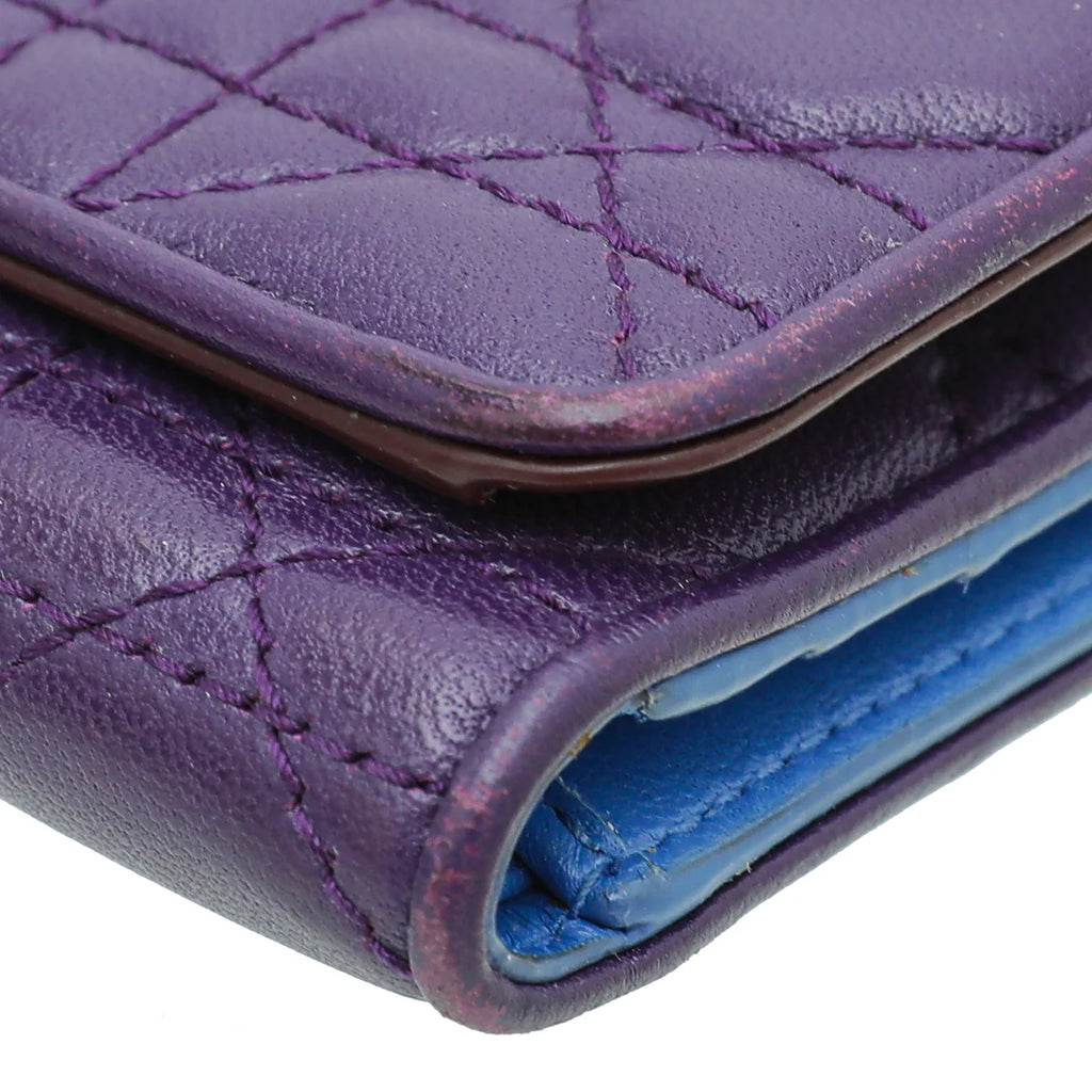 Christian Dior Tricolor Lady Dior Trifold Small Wallet