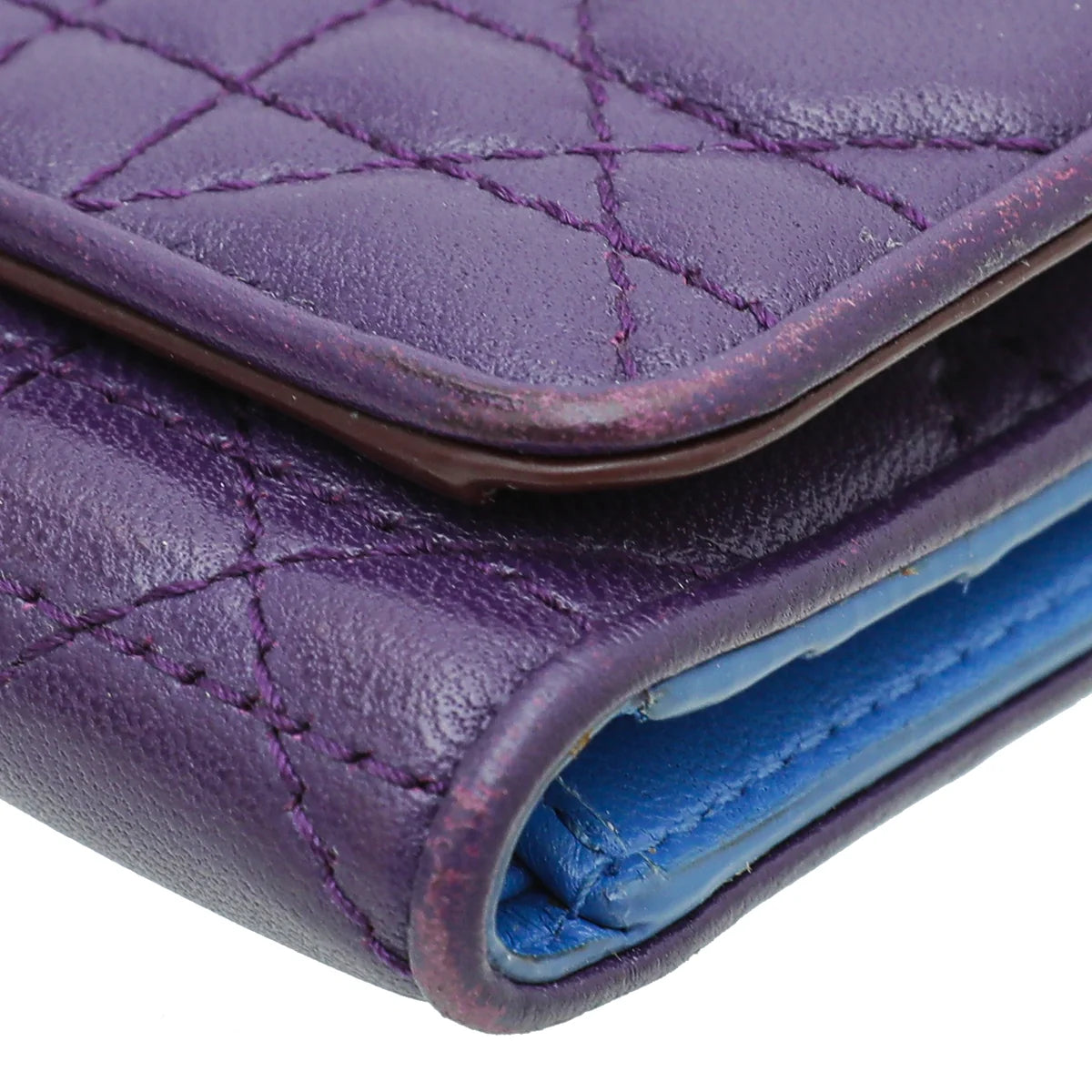 Christian Dior Tricolor Lady Dior Trifold Small Wallet