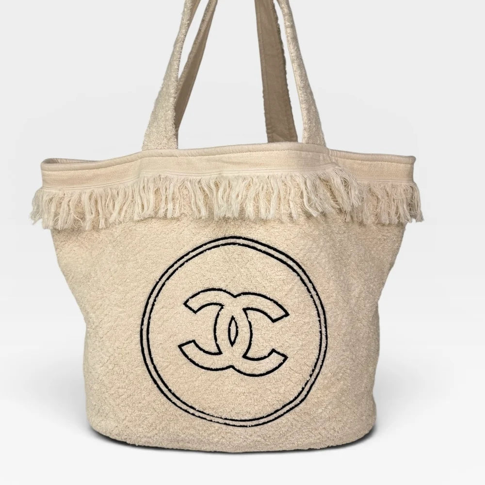 CHANEL BEACH BAG IN CREAM TOWELLING