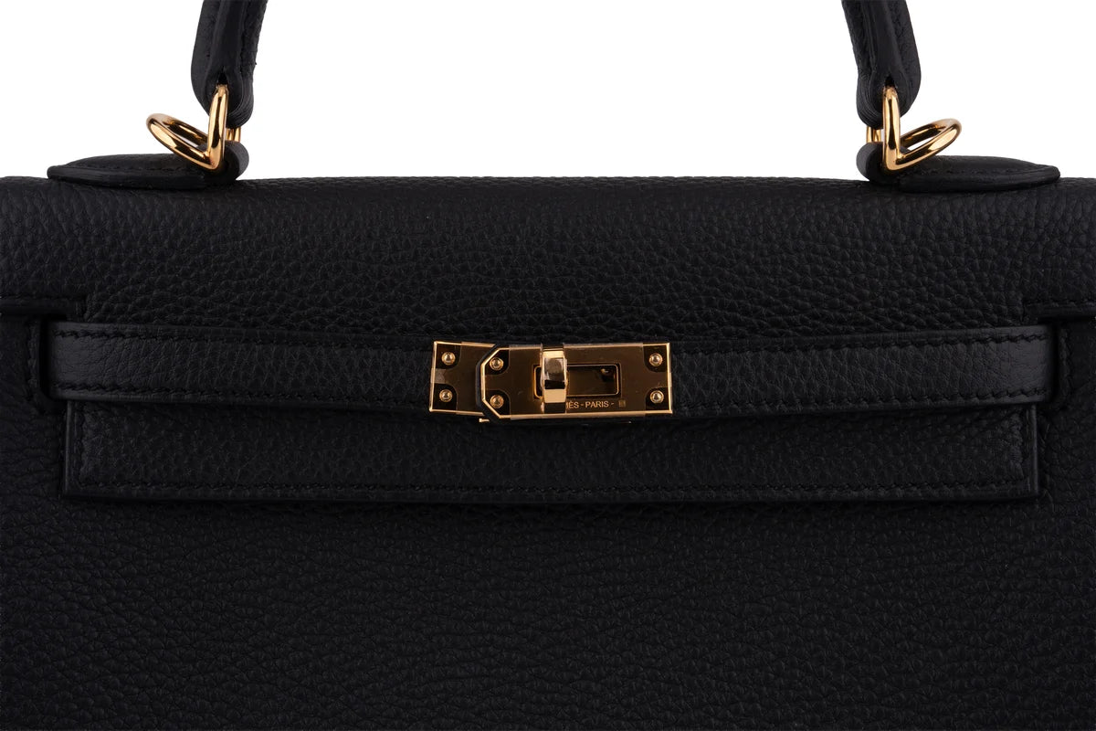 Hermès Kelly 25 Retourne Togo Noir GHW