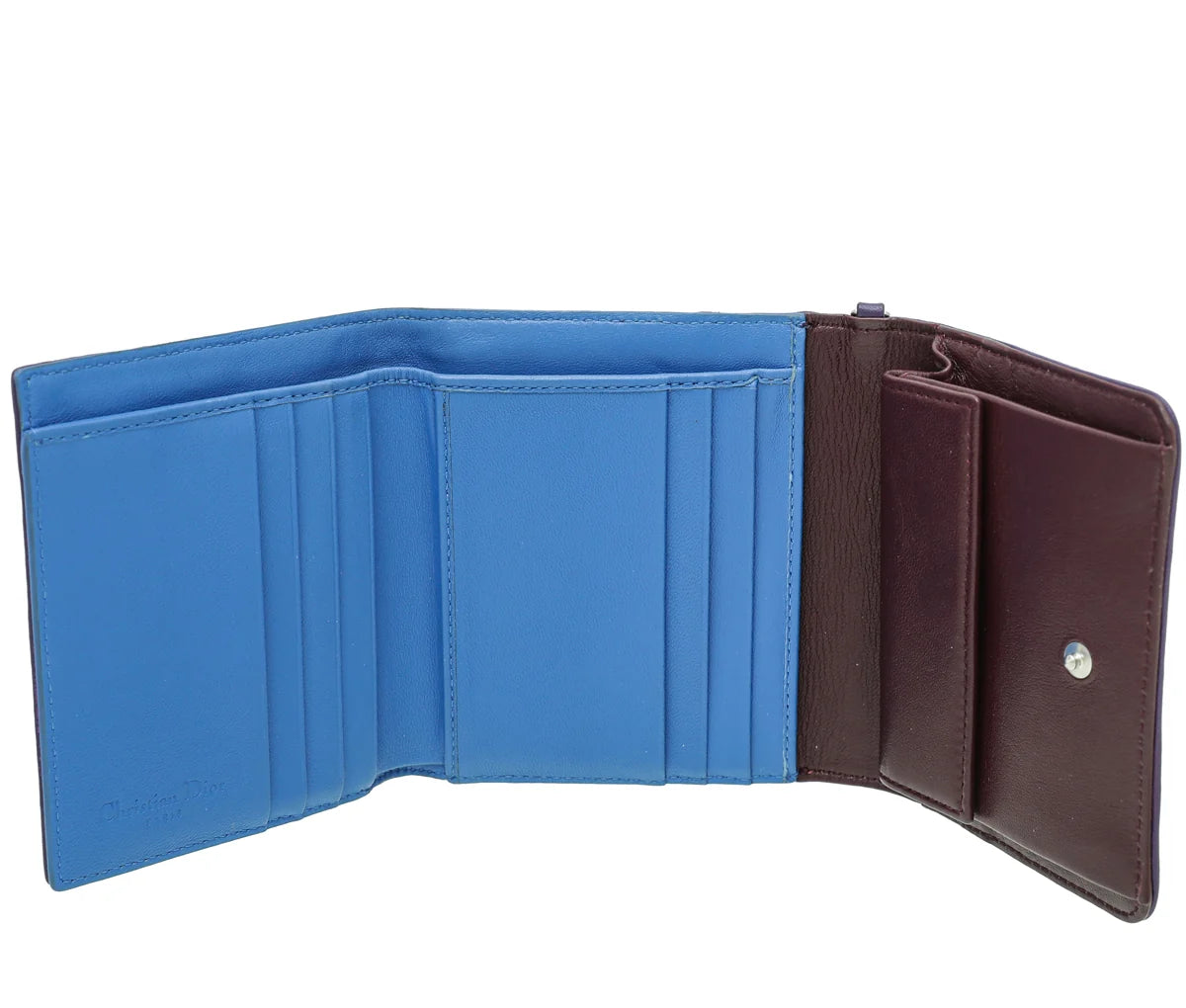 Christian Dior Tricolor Lady Dior Trifold Small Wallet