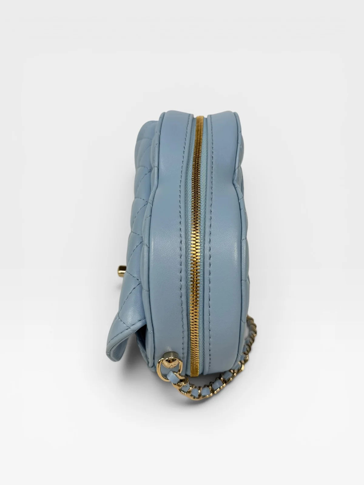 CHANEL HEART BAG LARGE IN BLUE LAMBSKIN LEATHER WITH PALE GOLD HARDWARE