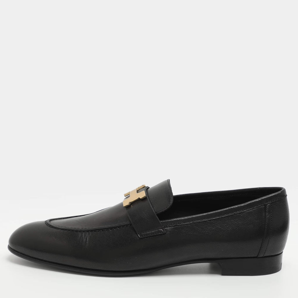 Hermes Paris Size 41 Black Leather Loafers